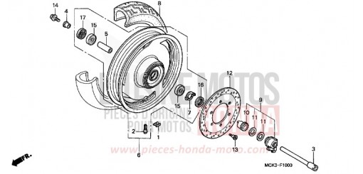 FRONT WHEEL VT1100C2Y de 2000